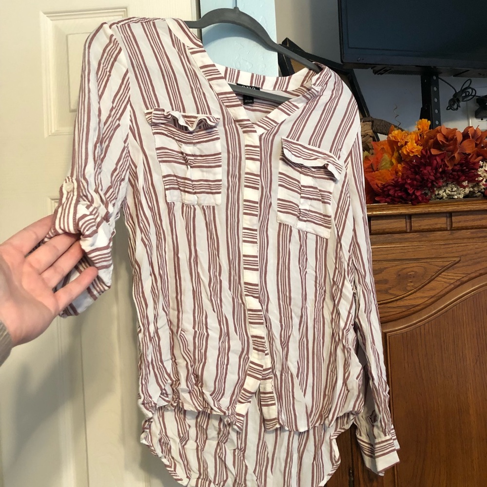 Ana Striped Button Down Blouse